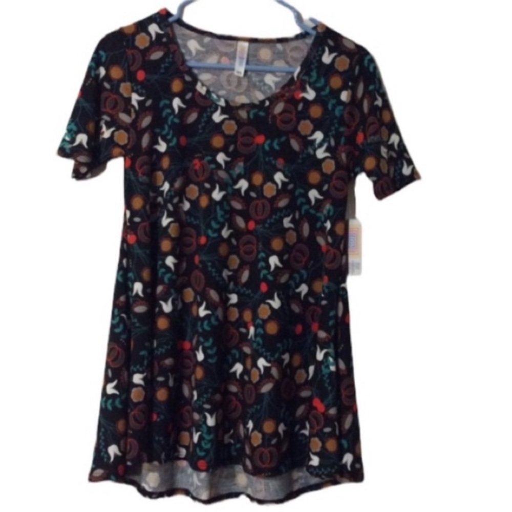 LULAROE PERFECT T Folk Art FLORAL Print Tunic Top VANITY SIZE XXS